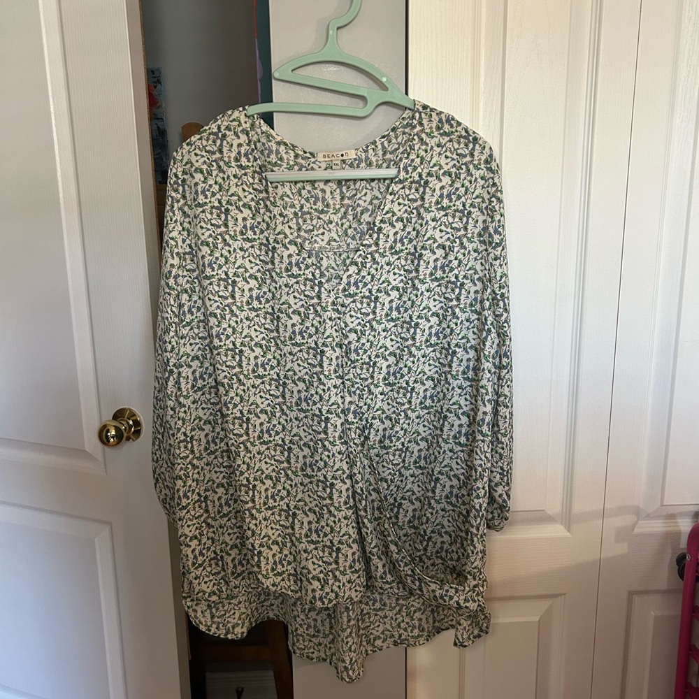 23 Beacon XXL Green floral Print Blouse